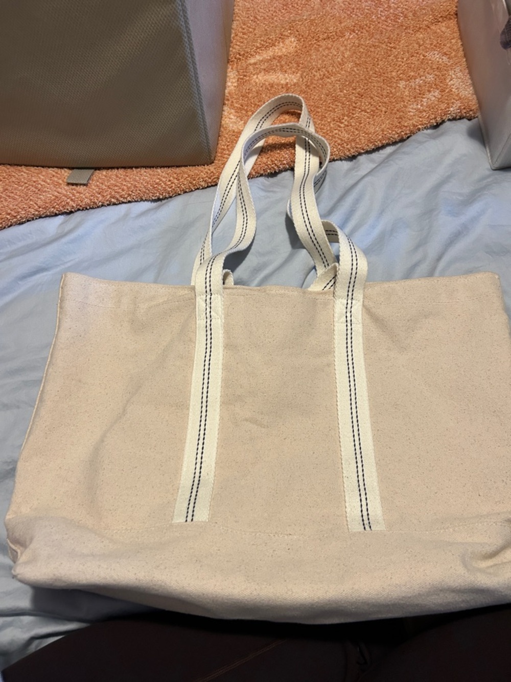 Universal Thread Cream Canvas Tote with White Straps